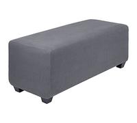 PiccoCasa - Funda para otomana de Alta Elasticidad con Parte Inferior elástica, Suave de Tela Jacquard, Cuadros pequeños, Rectangular, para Almacenamiento de taburetes para Muebles, XL, Gris Oscuro