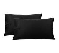 PiccoCasa Juego de 2 fundas de almohada de algodón súper suave con cierre de sobre, funda de almohada de dormitorio de hotel, tamaño King, 20 x 36 pulgadas, color negro