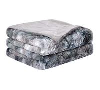 PICCOCASA Manta Cama de Piel Sintética Suave, Manta Sofá Peluda de Lujo con Tinte de Corbata Reversible, Manta de Lana Mullidas de Felpa como Regalo para Sofá Cama Silla, Gris 150 x 200 cm