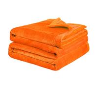 PICCOCASA Manta Cama, Manta para Sofá de Franela Polar Reversible, Mantas Ligeras de 100% Microfibra Suave para Cama Sillón Coche Oficina, Naranja 230 x 275cm