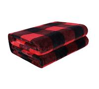 PICCOCASA Manta Cama Polar de Franela a Cuadros, Manta Sofá Suave a Cuadros de Búfalo, Manta Decorativa Ligera de Felpa para Sofá Cama Silla, Rojo y Negro 150 x 200 cm