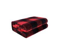 PICCOCASA Manta Cama Polar de Franela a Cuadros, Manta Sofá Suave a Cuadros de Búfalo, Manta Decorativa Ligera de Felpa para Sofá Cama Silla, Rojo y Negro 75 x 100 cm