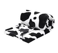 PiccoCasa Manta con estampado de vaca, suave de 300 g/m², ligera, cómoda, cálida textura de vaca, color blanco y negro, para sofá, cama, oficina, 100 x 130 cm