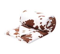 PiccoCasa Manta con Estampado de Vaca, Suave Manta de Franela de Forro Polar de 300 g/m², Ligera, Bonita, cómoda, cálida, Textura de Vaca, para sofá, Cama, Oficina, Color marrón, 150 x 200 cm