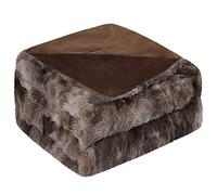 PiccoCasa Manta de piel sintética suave - Manta reversible de lujo de teñido anudado para sofá, sofá y cama, manta de forro polar esponjoso de felpa como regalo, 50 x 60 pulgadas, color marrón