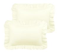 PiccoCasa Paquete de 2 Fundas de Almohada con Volantes cepillados, Fundas de Almohada Suaves y Transpirables con Cierre de sobre, Funda de Almohada de Microfibra con Dobladillo de 4 Pulgadas, Color