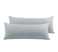 PiccoCasa Paquete de 2 fundas de almohada corporales, suaves 100% microfibra cepillada, fundas de almohada corporales con cierre de cremallera para almohadas largas, gris claro, 50x140 cm, 6 pulgadas