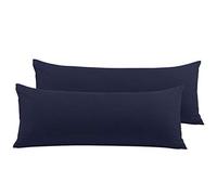 PiccoCasa Paquete de 2 fundas de almohada corporales, suaves 100% microfibra cepillada, fundas de almohada corporales con cierre de cremallera para almohadas largas, azul marino, 50 x 120 cm