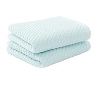 PiccoCasa Paquete de 2 Toallas de Mano de algodón acanaladas para baño, Suaves y Altamente absorbentes, Toallas de Mano pequeñas, Color Azul, 34 x 74 cm, Juego de Toallas de SPA para Hotel