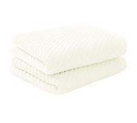 PiccoCasa Paquete de 2 Toallas de Mano de algodón acanaladas para baño, Suaves y Altamente absorbentes, Toallas de Mano pequeñas, Color Blanco Perla, 34 x 74 cm, Juego de Toallas de SPA para Hotel