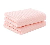 PiccoCasa Paquete de 2 Toallas de Mano de algodón acanaladas para baño, Suaves y Altamente absorbentes, Toallas de Mano pequeñas, Color Rosa, 34 x 74 cm, Juego de Toallas de SPA para Hotel