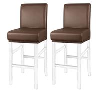 PICCOCASA Waterproof Bar Stool Covers Counter Short Back Chair Covers Coffee Color 2Pcs