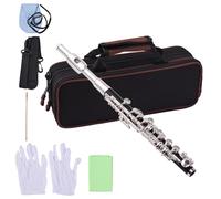 Piccolo de Cabeza de Metal ABS, Llave C, Negro Brillante, con Funda Dura para Principiantes y Estudiantes+, Incluye Varilla de Limpieza, Paño y