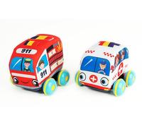 PICCOLOTOYS Vehículos Blanditos 11 cm. Set Emergencias y Ambulancia