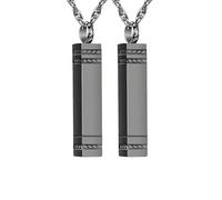 Piceioep 2 collares conmemorativos grabables con colgante cuadrado de urna de cremación, joyería de acero inoxidable, textura de metal para recuerdo, collar de recuerdos conmemorativos