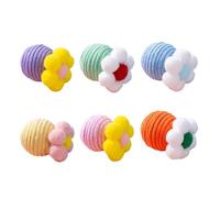 Piceioep 6PCS Teaser Interactivo con Campanas de Flores para Juego Seguro y Alivio del Aburrimiento Gatos Juguete Flor
