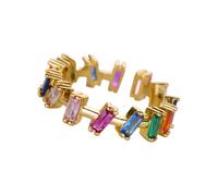 Piceioep Anillos geométricos de circonio cúbico Hip Hop Diseño moderno Banda que se puede abrir Accesorio de para callejera y regalos Joyería de Hip Hop