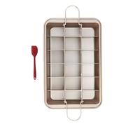 Piceioep Bandeja para brownie con 18 divisores Construcción de acero carbono recubierta Ideal para postres con formas consistentes en todo momento Bandeja resistente a altas temperaturas