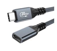 Piceioep Cable de extensión tipo C para suministro de energía de 240 W Transmisión de datos de 20 Gbps Duplicación de video 4K para entretenimiento en hogar Cable de extensión USB C