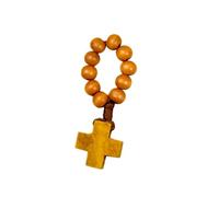 Piceioep Cadena de Rosario de Dedo con Cuentas de Madera Natural Hecha a Mano con símbolo de crucifijo para meditación Presente Uso Individual Cadena de Dedo Religiosa