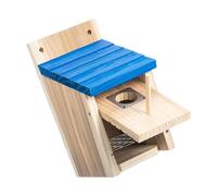 Piceioep Caja Nido de Pájaros de Madera Natural con Percha de Metal Casa Refugio de Hábitat de Vida Silvestre Aire Libre para Jardín y Balcón Patio Trasero Caja Nido de Madera Natural