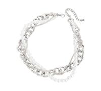 Piceioep Collar apilable en de aspecto Vintage con detalles de perlas, joyería hecha a mano para mujer, collar elegante con cadena para cuello
