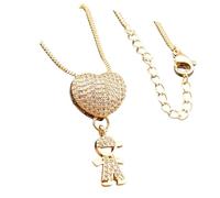 Piceioep Collar con colgante de niño y niña, cobre chapado en oro para parejas o regalo para amigos, collar con colgante de cadena para cuello, joyería familiar