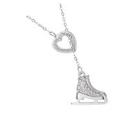 Piceioep Collar con colgante de patines de adornados con cristales brillantes en colores vibrantes con diseños de dibujos animados juveniles para mujer Collar de patinaje de dibujos animados