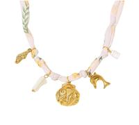 Piceioep Collar con dije de concha, detalle de cinta, ajustable, accesorio de joyería para fiestas en la playa y atuendos diarios, joyería ligera para mujer, talla única, como se describe, como se