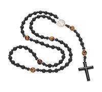 Piceioep Collar de crucifijo de rosario colgante de acero inoxidable para hombres y mujeres collar de crucifijo de ocasión