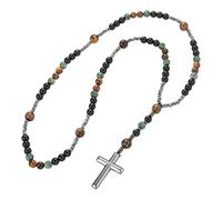 Piceioep Collar de crucifijo de rosario colgante de acero inoxidable para hombres y mujeres collar de crucifijo de ocasión