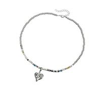 Piceioep Collar geométrico moderno con dije de corazón con acabado metálico, cadena de aleación ligera para trajes casuales, accesorios de capas, joyería única de aleación en forma de corazón