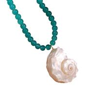 Piceioep Collar único de concha de concha oceánica para mujer, estilo de playa natural, regalo de moda, collar de conchas marinas naturales, talla única, como se describe, como se describe