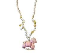 Piceioep Con colgante de caballo de brocado Song, artesanía tradicional china con cadena de aleación, collar de cuentas elegante ajustable de 28 a 31 pulgadas de largo