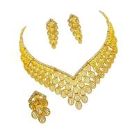 Piceioep Conjunto de joyería nupcial, collar y aretes en aleación brillante para bodas y ocasiones especiales, joyería nupcial de