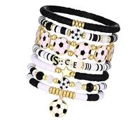Piceioep Conjunto de Pulsera para Amantes Banda elástica Ajustable Que Incluye un Amuleto de Bola pequeña para Juegos y atuendos Informales Joyería de Recuerdo de torneos