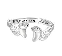 Piceioep Conmovedores anillos de ángel madre hechos de cobre con apertura ajustable para un ajuste cómodo en cualquier dedo Anillos abiertos de