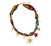 Piceioep Creativo de acero inoxidable con bufanda colorida y de corazón, estrella, diseño de colgante, bufanda actual, collar con colgante de corazón y