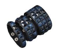 Piceioep De 3 Piezas de Pulseras Punk con Tachuelas cuadradas, Pulsera gótica de Ajustable para Salir de Noche, Uso cómodo, Cadena para la muñeca de la Amistad