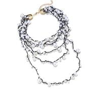 Piceioep De perlas de varias hebras, diseño ligero en cascada para uso informal, collar de cuentas hecho a mano, longitud ajustable