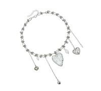 Piceioep De perlas dulces y vanguardistas Diseño asimétrico único Cadena de cuello de acero inoxidable para uso diario Collar de perlas de corazón irregular Joyería de para mujer
