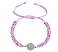 Piceioep Detalle de Acero Inoxidable Pulsera de Cuerda Ajustable Cruzada Benedict con Nudo Cadena de muñeca Tejida a Mano para bendición Cadena de muñeca Ajustable Tejida a Mano Bautismo
