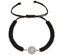Piceioep Detalle de Acero Inoxidable Pulsera de Cuerda Ajustable Cruzada Benedict con Nudo Cadena de muñeca Tejida a Mano para bendición Cadena de muñeca Ajustable Tejida a Mano Bautismo