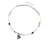Piceioep Elegante collar con colgante de corazón dorado y plateado de tonos, diseños modernos, dulces y geniales para mujer, collar versátil a juego