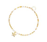 Piceioep Elegante collar de cuentas de estrellas de mar, diseño de perlas, cadena ajustable para fiestas en la playa y vacaciones, talla única, como se describe, como se describe