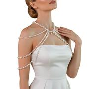 Piceioep Elegantes perlas de resina que fluyen, cadena drapeada para hombros, ropa de noche elegante, joyería, accesorios únicos para cuerpo, cinturón de cadena de piedra elegante para vientre