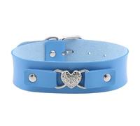 Piceioep Gargantillas de Collar con Cierre Ajustable Pedrería Corazón Banda Ancha para Cuellos Sensibles Gargantillas Anchas