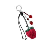 Piceioep Llavero de fresa de ganchillo, colgante de bolso de cuerda trenzada, bolso de, colgante de mochila, accesorios decorativos, llavero de cuerda trenzada, de bolso