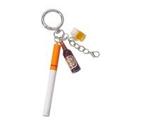 Piceioep Llavero realista con botella de cerveza pequeña y taza de cerveza, elegante accesorio de cadena para cartera, cartera o bolso, regalo único divertido, llavero creativo y realista