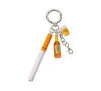 Piceioep Llavero realista con botella de cerveza pequeña y taza de cerveza, elegante accesorio de cadena para cartera, cartera o bolso, regalo único divertido, llavero creativo y realista